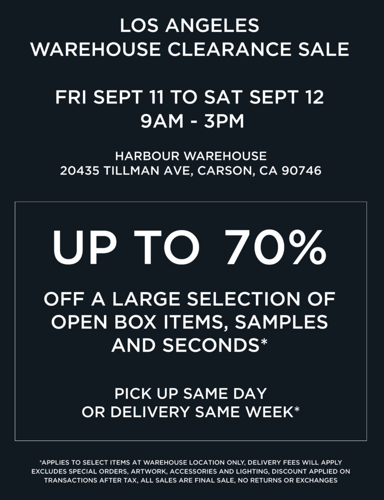 Harbour LA Warehouse Sale - September 11-12 ONLY!